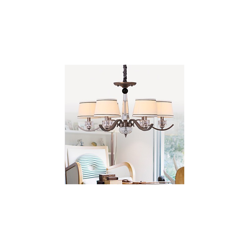 Lampadario in cristallo 6 luci in metallo nero stile country