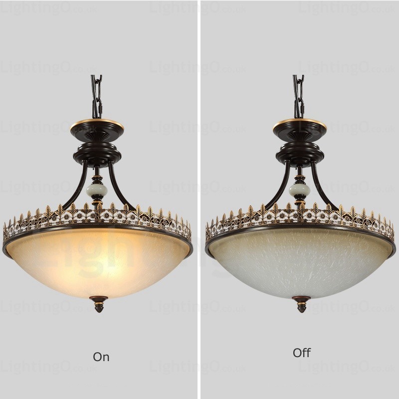 Lampada a sospensione rustica 3 luci in vetro E27 Ø 53 cm H 52 cm