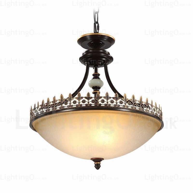 Lampada a sospensione rustica 3 luci in vetro E27 Ø 53 cm H 52 cm