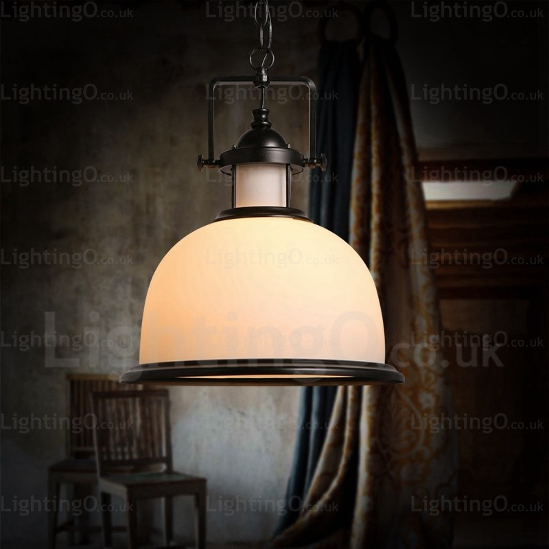 Lampada a sospensione rustica in vetro 1 luce, attacco G80, Ø 35 cm, H 43 cm