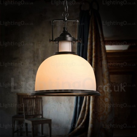Lampada a sospensione rustica in vetro 1 luce, attacco G80, Ø 35 cm, H 43 cm