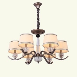 Lampadario in cristallo 6 luci in metallo nero stile country