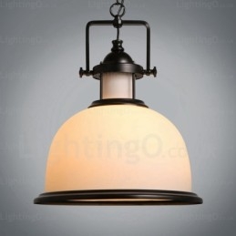 Lampada a sospensione rustica in vetro 1 luce, attacco G80, Ø 35 cm, H 43 cm
