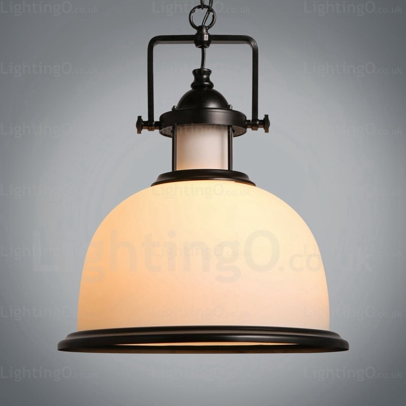 Lampada a sospensione rustica in vetro 1 luce, attacco G80, Ø 35 cm, H 43 cm