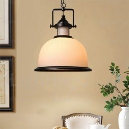 Lampada a sospensione rustica in vetro 1 luce, attacco G80, Ø 35 cm, H 43 cm