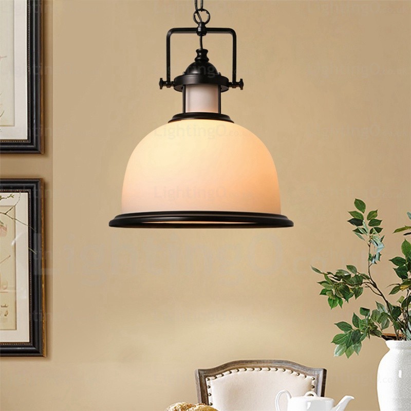 Lampada a sospensione rustica in vetro 1 luce, attacco G80, Ø 35 cm, H 43 cm