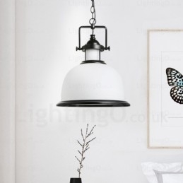 Lampada a sospensione rustica in vetro 1 luce, attacco G80, Ø 35 cm, H 43 cm