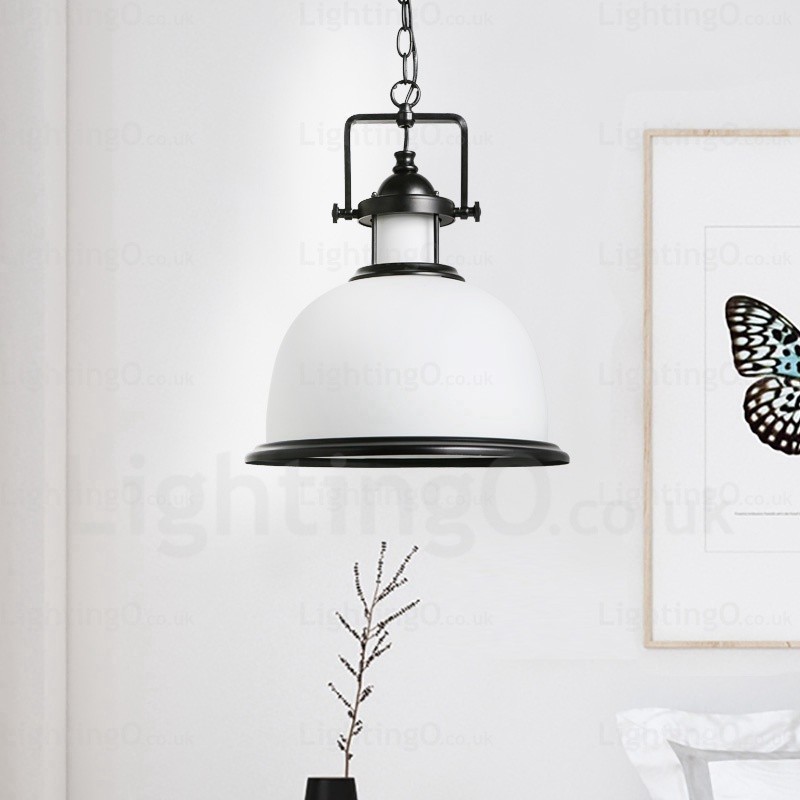Lampada a sospensione rustica in vetro 1 luce, attacco G80, Ø 35 cm, H 43 cm