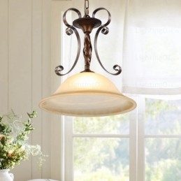 Lampada a sospensione rustica in vetro 1 luce E27 40 cm x 46 cm