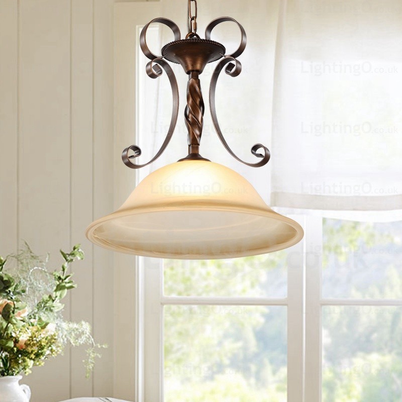 Lampada a sospensione rustica in vetro 1 luce E27 40 cm x 46 cm