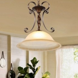 Lampada a sospensione rustica in vetro 1 luce E27 40 cm x 46 cm