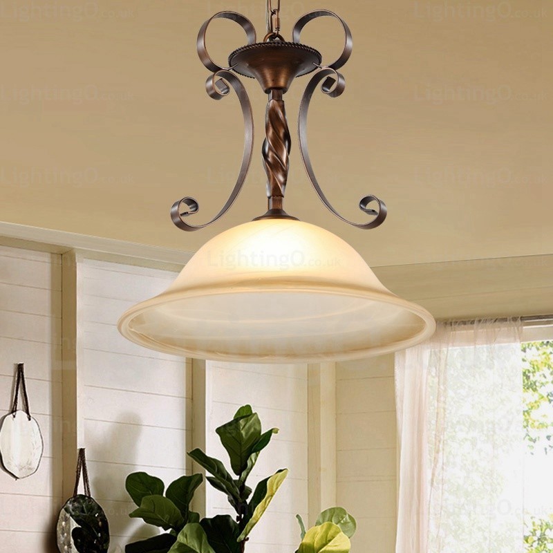 Lampada a sospensione rustica in vetro 1 luce E27 40 cm x 46 cm