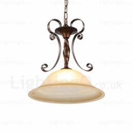 Lampada a sospensione rustica in vetro 1 luce E27 40 cm x 46 cm