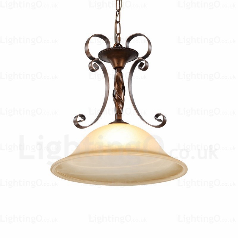 Lampada a sospensione rustica in vetro 1 luce E27 40 cm x 46 cm