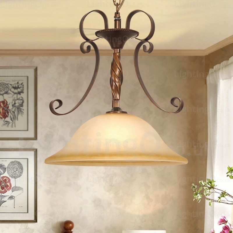 Lampada a sospensione rustica in vetro 1 luce E27 40 cm x 46 cm