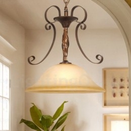 Lampada a sospensione rustica in vetro 1 luce E27 40 cm x 46 cm