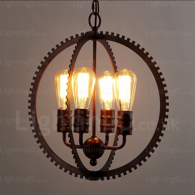 Lampada a sospensione vintage retrò a 4 luci E27, Ø 40 cm, H 40 cm