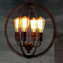 Lampada a sospensione vintage retrò a 4 luci E27, Ø 40 cm, H 40 cm