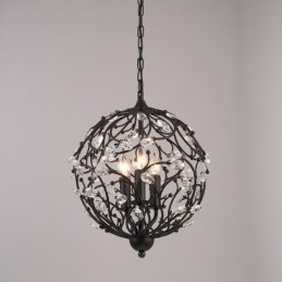 Lampada a sospensione vintage retrò in cristallo a globo 3 luci E14