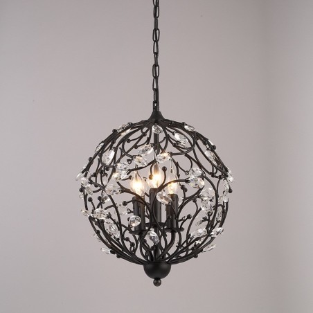 Lampada a sospensione vintage retrò in cristallo a globo 3 luci E14