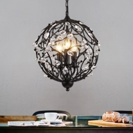 Lampada a sospensione vintage retrò in cristallo a globo 3 luci E14
