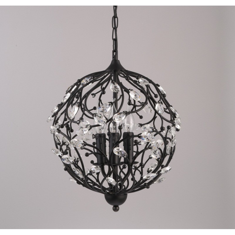 Lampada a sospensione vintage retrò in cristallo a globo 3 luci E14