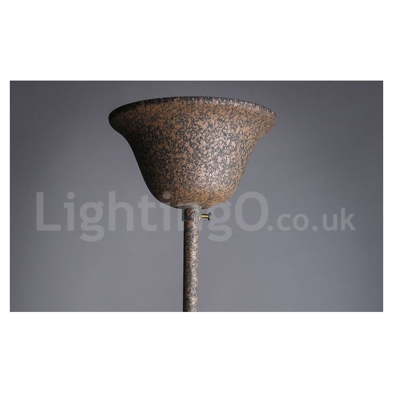 Lampadario vintage in metallo dipinto e cristallo a 6 luci, diametro 60 cm, ferro arrugginito