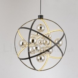 Lampadario a globo vintage in metallo color ruggine, 50 cm o 80 cm, LED
