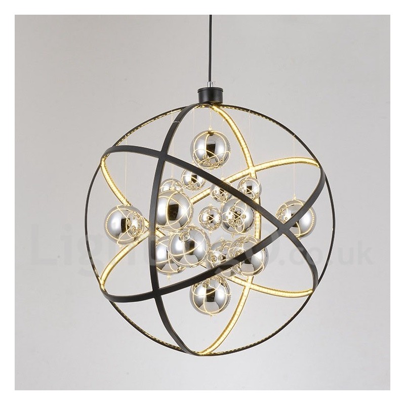 Lampadario a globo vintage in metallo color ruggine, 50 cm o 80 cm, LED