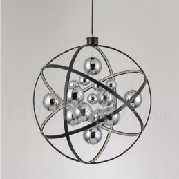 Lampadario a globo vintage in metallo color ruggine, 50 cm o 80 cm, LED