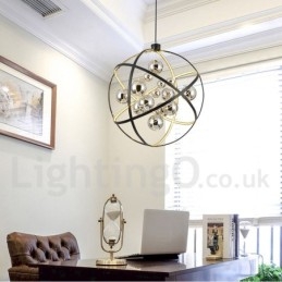 Lampadario a globo vintage in metallo color ruggine, 50 cm o 80 cm, LED