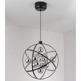 Lampadario a globo vintage in metallo color ruggine, 50 cm o 80 cm, LED