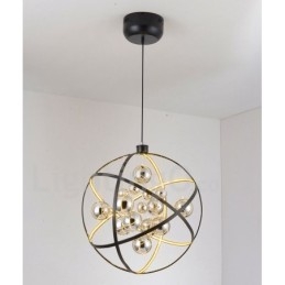 Lampadario a globo vintage in metallo color ruggine, 50 cm o 80 cm, LED