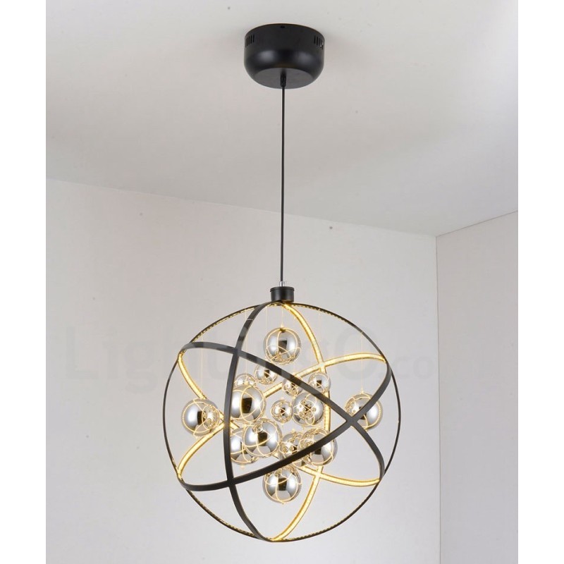Lampadario a globo vintage in metallo color ruggine, 50 cm o 80 cm, LED
