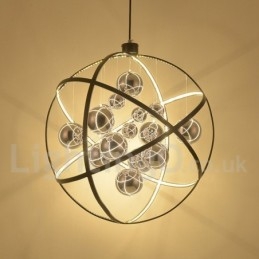 Lampadario a globo vintage in metallo color ruggine, 50 cm o 80 cm, LED
