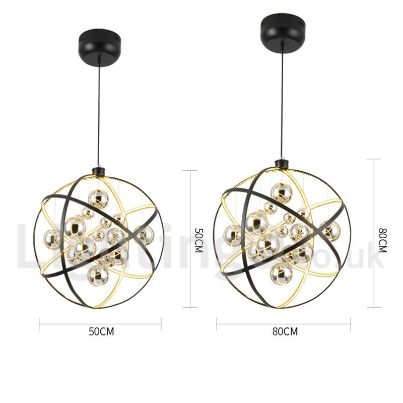 Lampadario a globo vintage in metallo color ruggine, 50 cm o 80 cm, LED