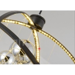 Lampadario a globo vintage in metallo color ruggine, 50 cm o 80 cm, LED