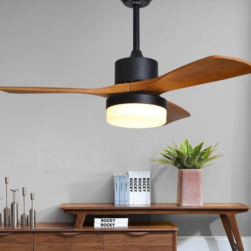 Ventilatore da soffitto country nordico 42" 48" con luce LED dimmerabile e telecomando
