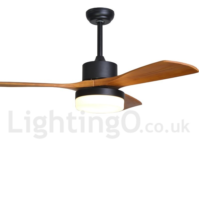 Ventilatore da soffitto country nordico 42" 48" con luce LED dimmerabile e telecomando