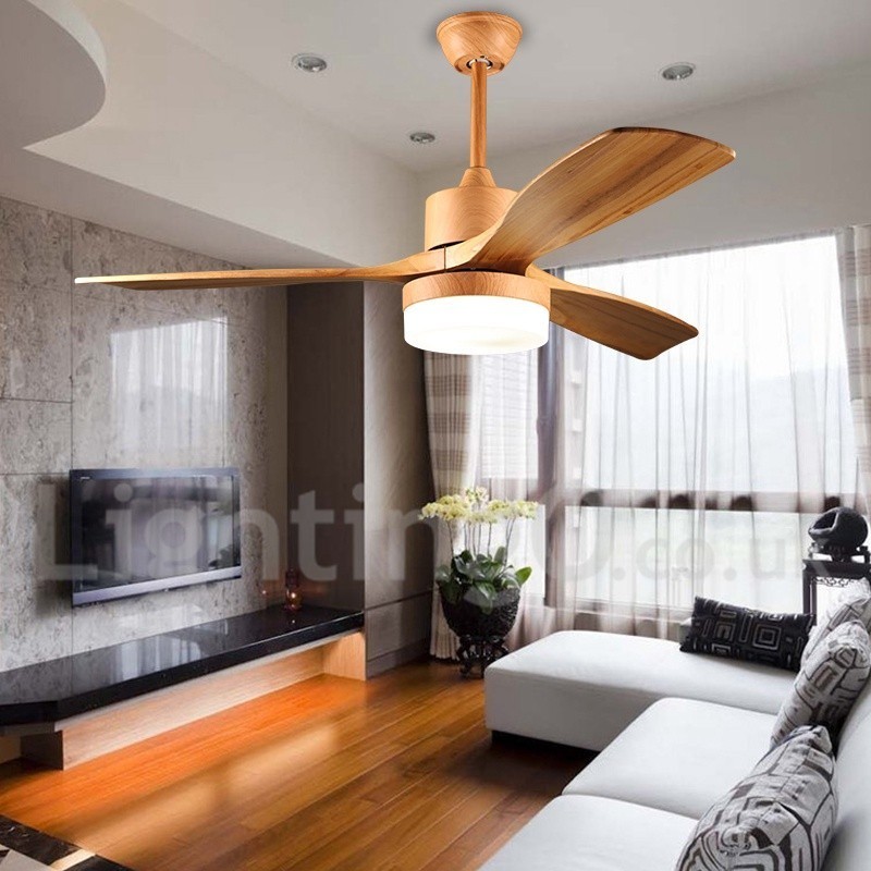 Ventilatore da soffitto country nordico 42" 48" con luce LED e telecomando