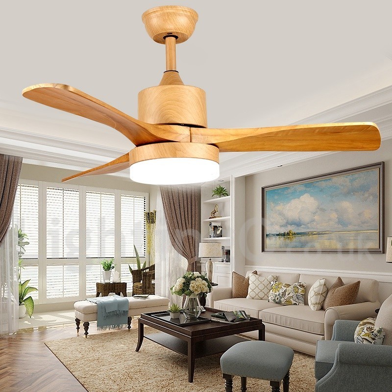 Ventilatore da soffitto country nordico 42" 48" con luce LED e telecomando