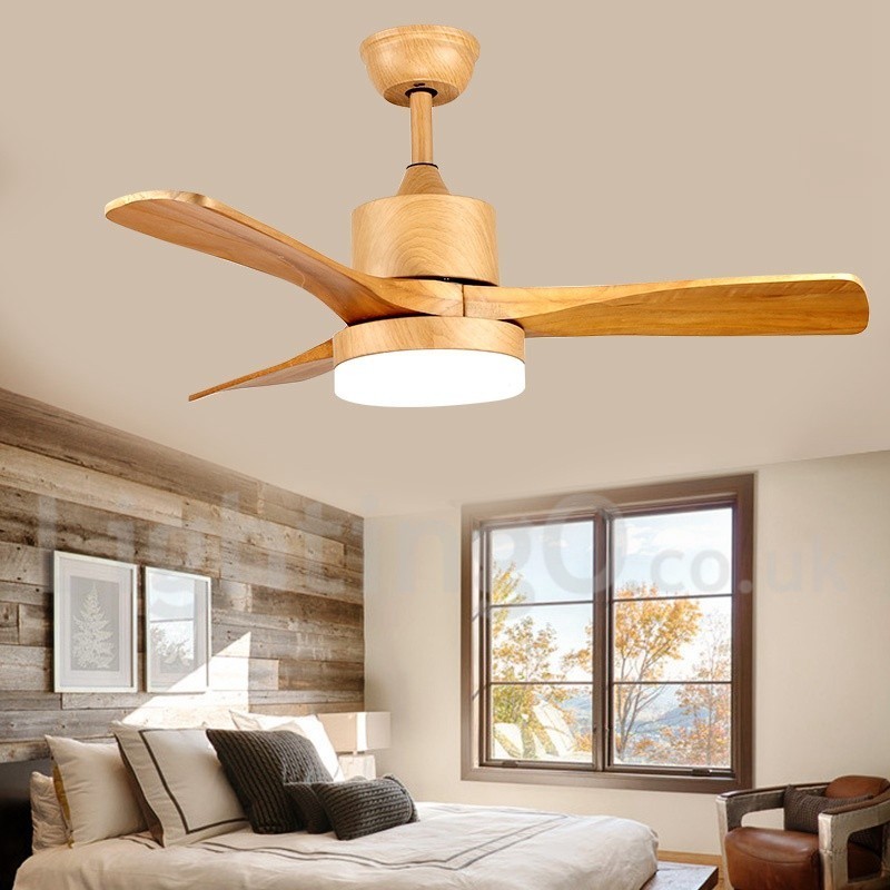 Ventilatore da soffitto country nordico 42" 48" con luce LED e telecomando