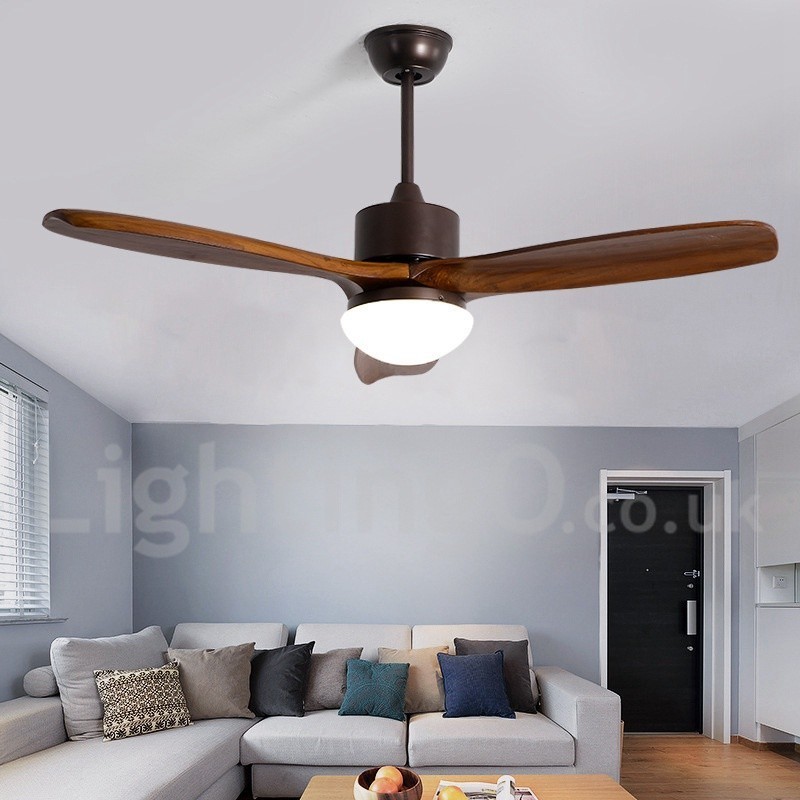 Ventilatore da soffitto con luce Country Nordic 42" 48" legno noce telecomando LED