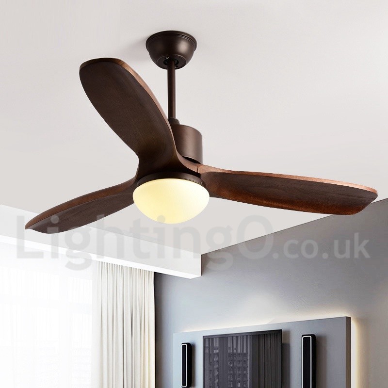 Ventilatore da soffitto con luce Country Nordic 42" 48" legno noce telecomando LED