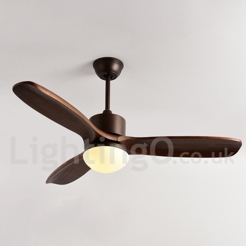 Ventilatore da soffitto con luce Country Nordic 42" 48" legno noce telecomando LED