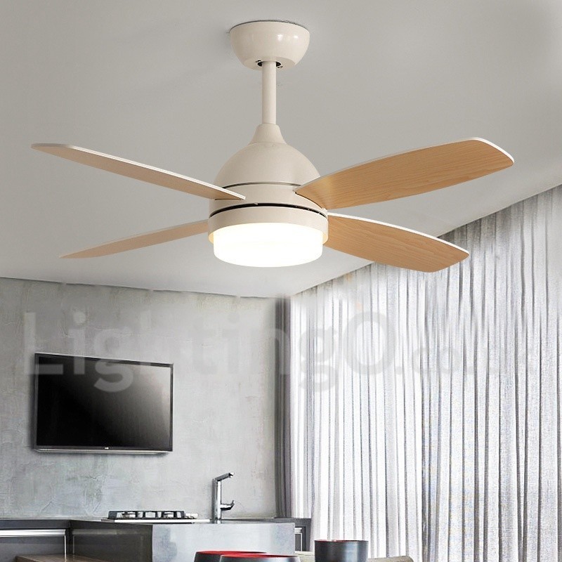 Ventilatore da soffitto LED 42" con telecomando, 3 velocità, bianco/caffè