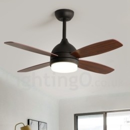 Ventilatore da soffitto LED 42" con telecomando, 3 velocità, bianco/caffè