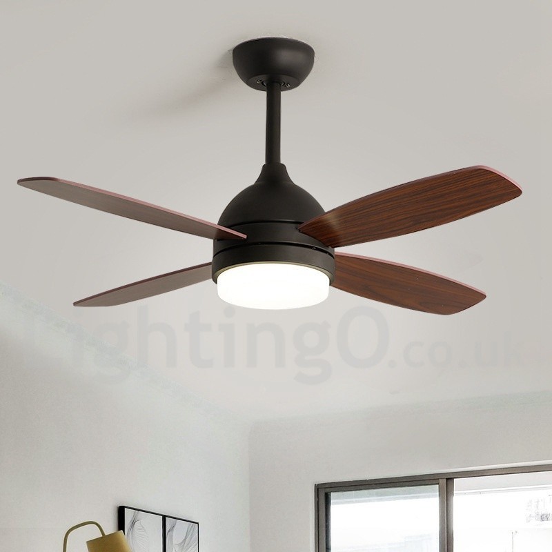 Ventilatore da soffitto LED 42" con telecomando, 3 velocità, bianco/caffè