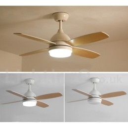 Ventilatore da soffitto LED 42" con telecomando, 3 velocità, bianco/caffè