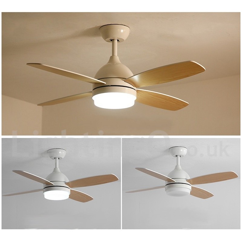 Ventilatore da soffitto LED 42" con telecomando, 3 velocità, bianco/caffè